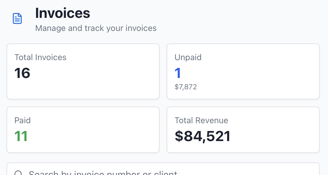 JobClocked invoices dashboard